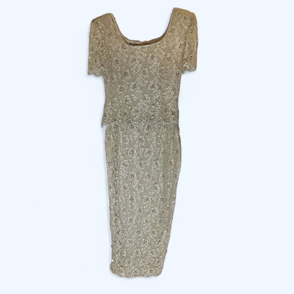 Vintage Stenay beige beaded mother of the bride dress sz 5